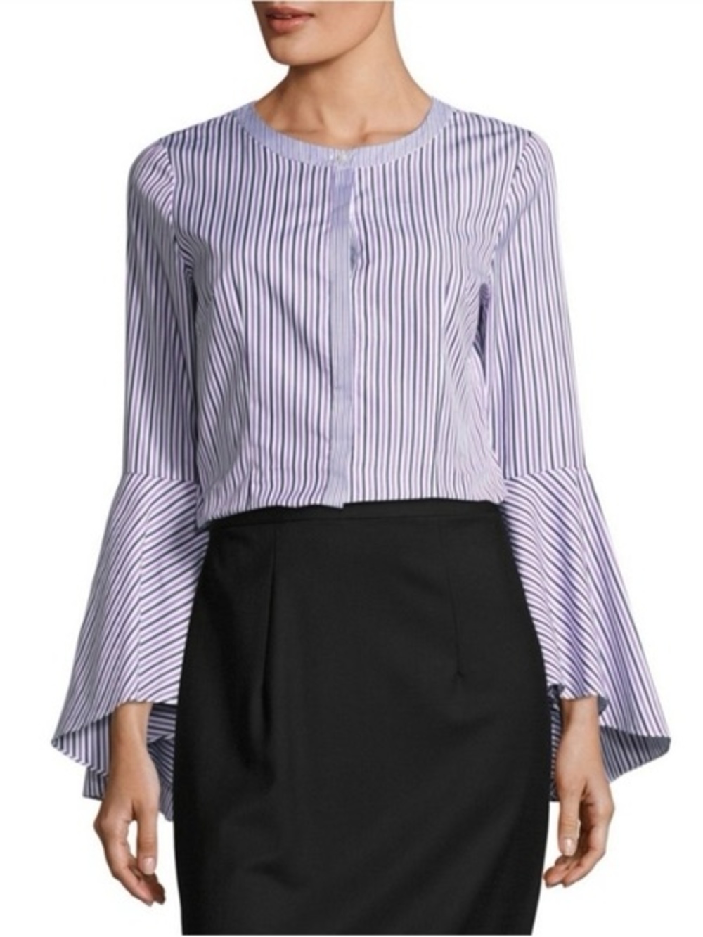 Milly Purple and White Striped Blouse